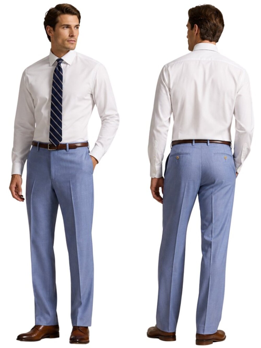 Ralph Lauren Flat Front Trouser Dress Pants Mens 40x30 Blue Preppy Designer Work